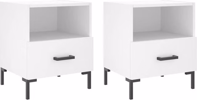 Berkfield Home Set of 2 Modern White Bedside Cabinets, W/D/H: 40 x 35 x 47.5 cm