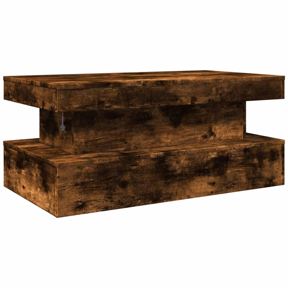 Berkfield Home Modern Coffee Table with LED Lights in Smoked Oak Brown, W/D/H: 90 x 50 x 40 cm – 7