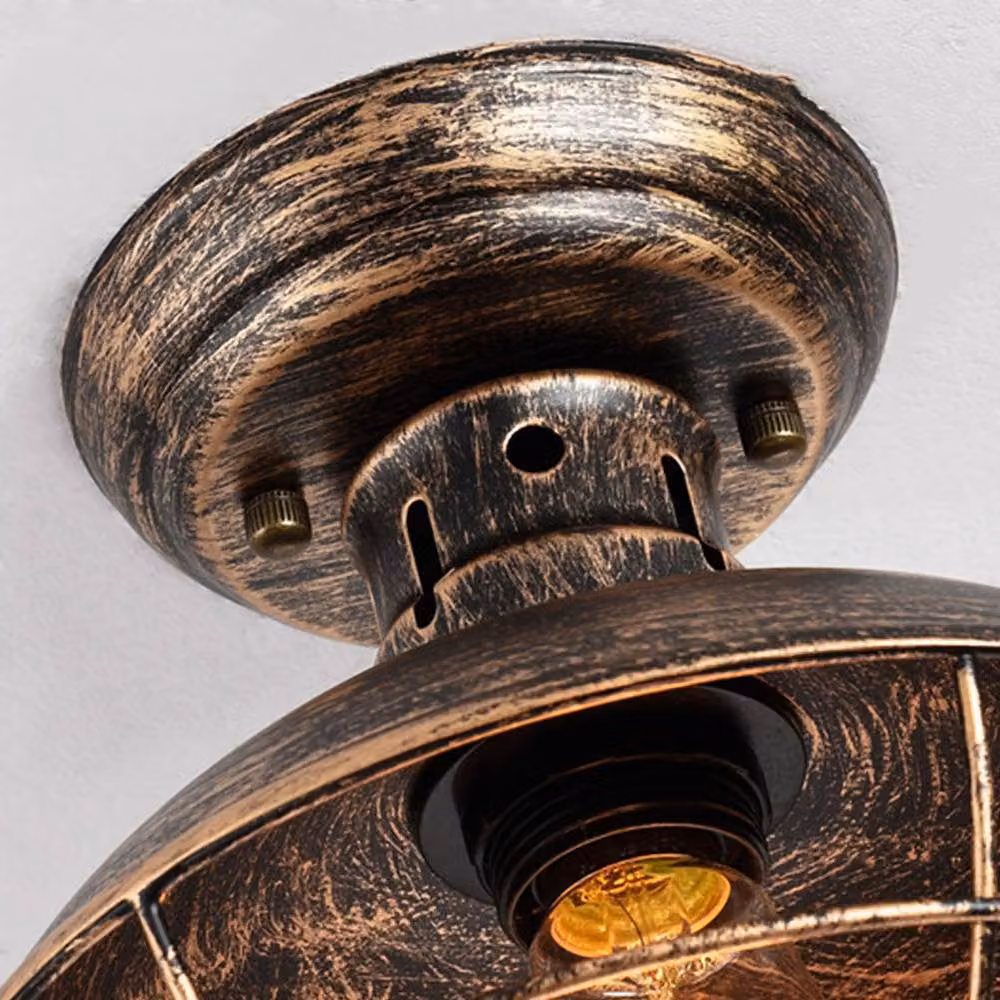 NIVOR Industrial Metal Cage Ceiling Light Chandelier in Oil Rubbed Bronze – 9