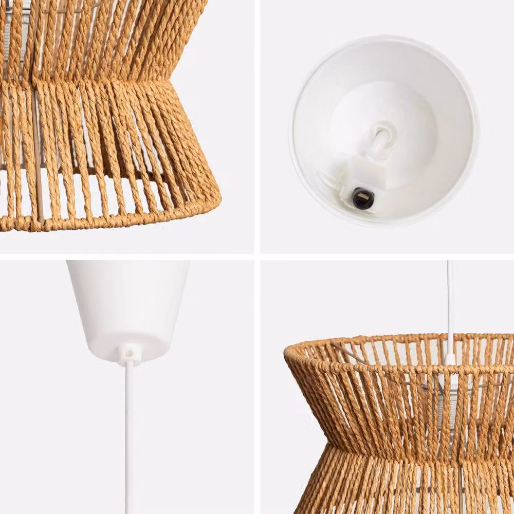 sweeek Beige Imitation Rattan Interior Hanging Lamp, Diameter: 35 cm – 3
