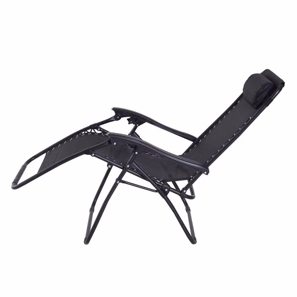 ERGOVEXA Zero Gravity Outdoor Armchair with Powder Coated Steel Frame and Textilene Fabric, Black – 3