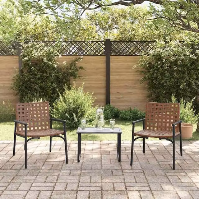 Berkfield Home Set of 2 Modern Poly Rattan Garden Chairs in Black and Brown, W/D/H: 79 x 56 x 73.5 cm