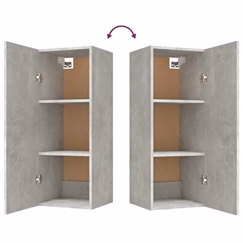 vidaXL Modern Wall Mounted Cabinet in Concrete Grey, W/D/H: 34.5 x 34 x 90 cm – 2