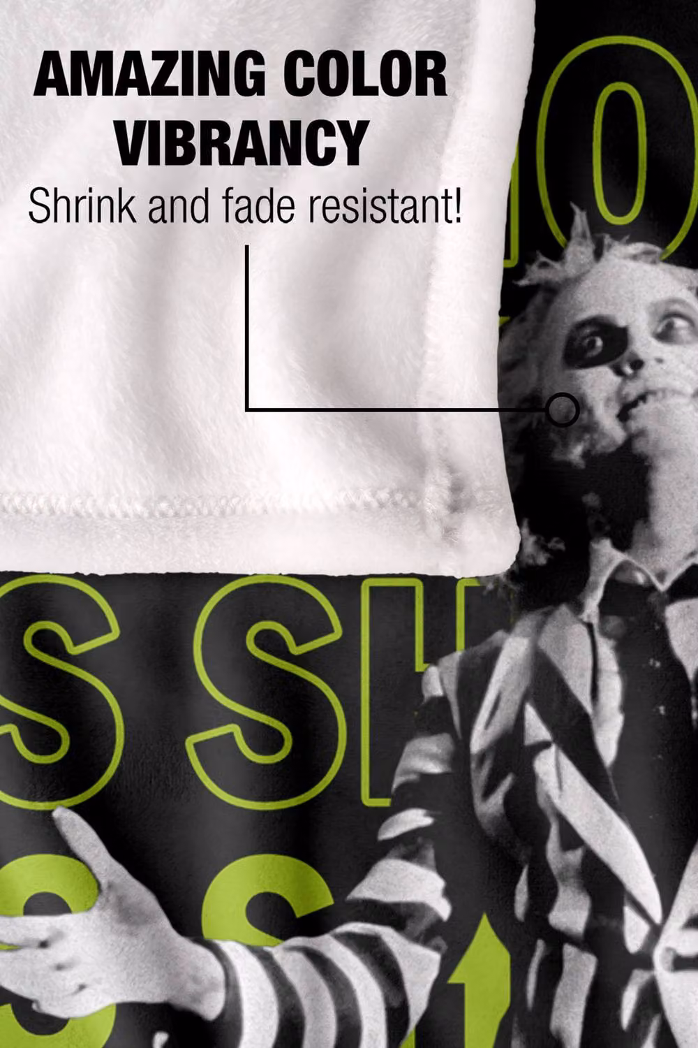 LOGOVISION Beetlejuice It's Showtime Repeat Super Soft Silky Touch Fleece Throw Blanket, Multicolour, W: 152 cm, D: 127 cm – 9