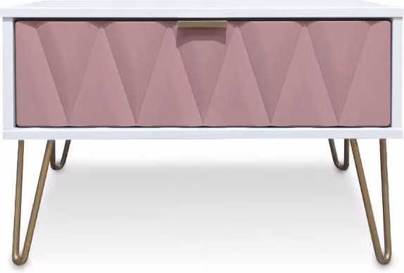 Welcome Diamond Kobe Pink and White 1 Drawer Midi Chest of Drawers