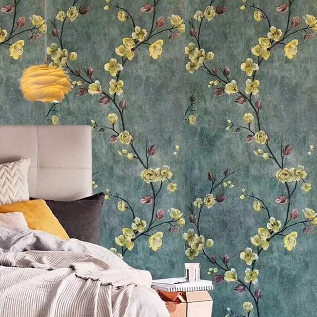 EONLION Self Adhesive Floral Drawer Wallpaper in Green, Width: 100 cm, Length: 10 m
