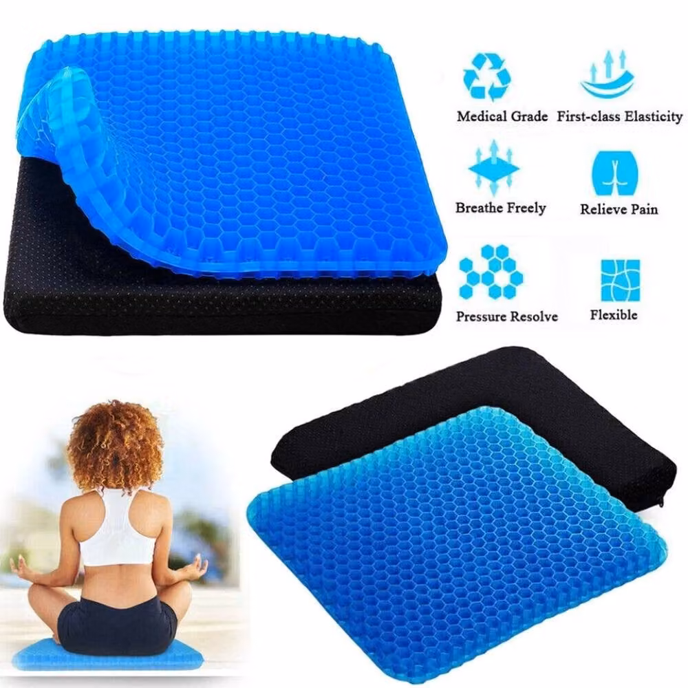 NESTLUNE Extra Thick Orthopaedic Gel Seat Cushion in Blue, W: 100 cm x D: 100 cm x H: 1 cm – 1