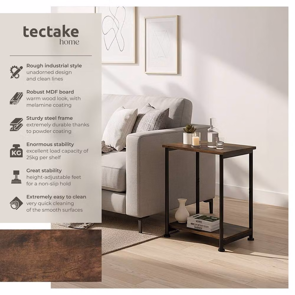 tectake Yonkers Bedside Table in Dark Brown and Black – 2