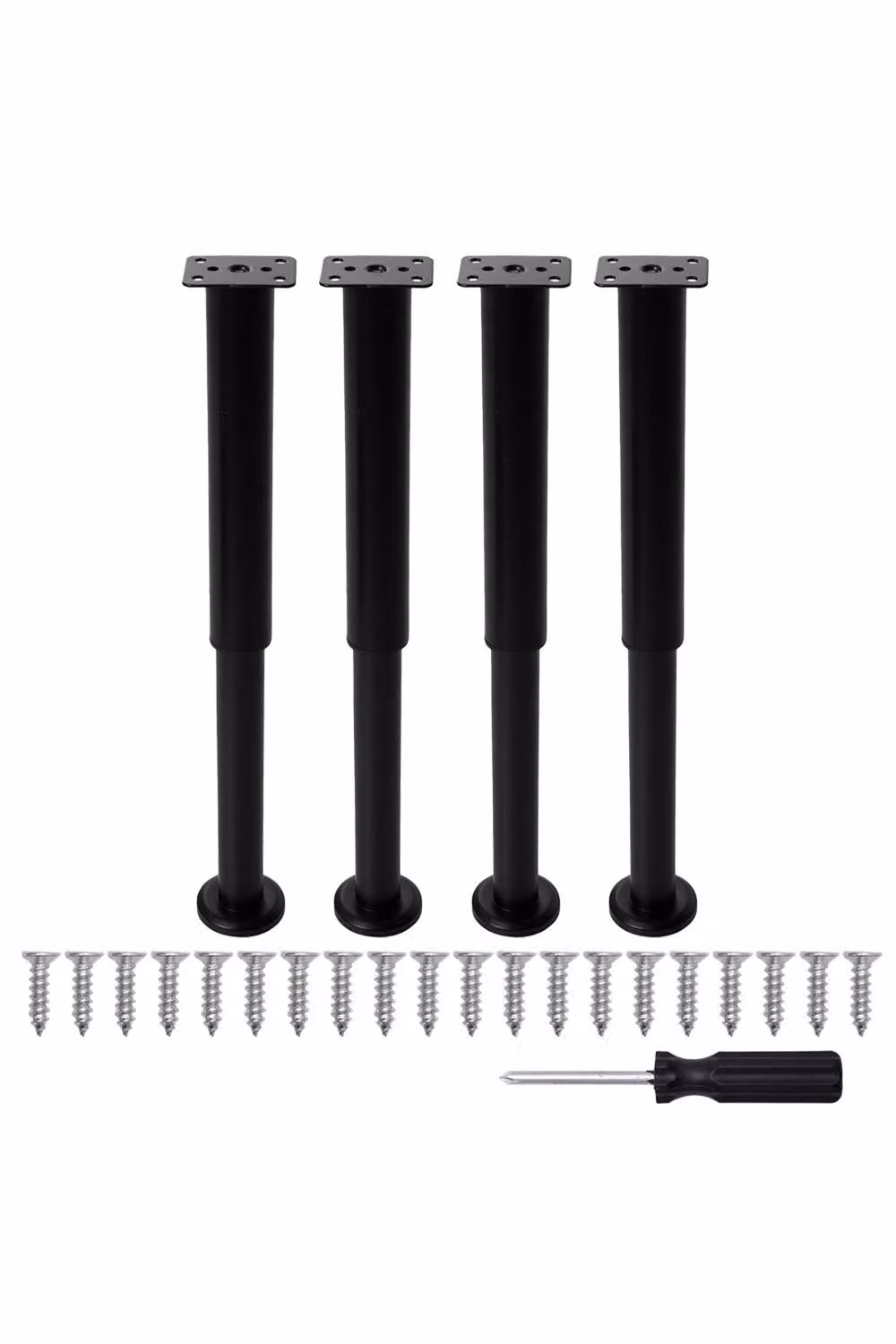 Living and Home 4 Piece Adjustable Heavy Duty Carbon Steel Furniture Support Legs with Rubber Pads in Black – 2