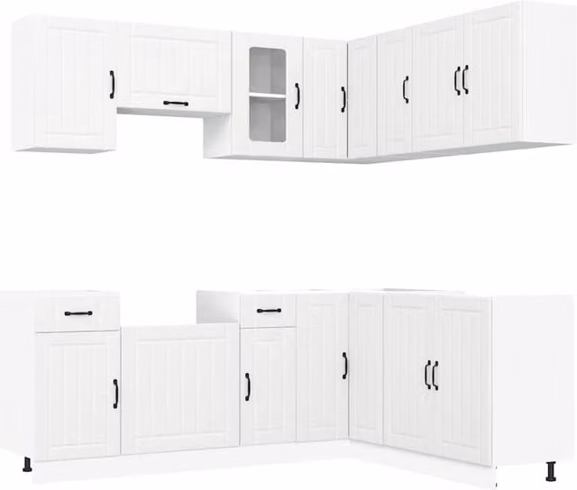 Berkfield Home Kalmar 11 Piece Modern White Kitchen Cabinet Set in Engineered Wood