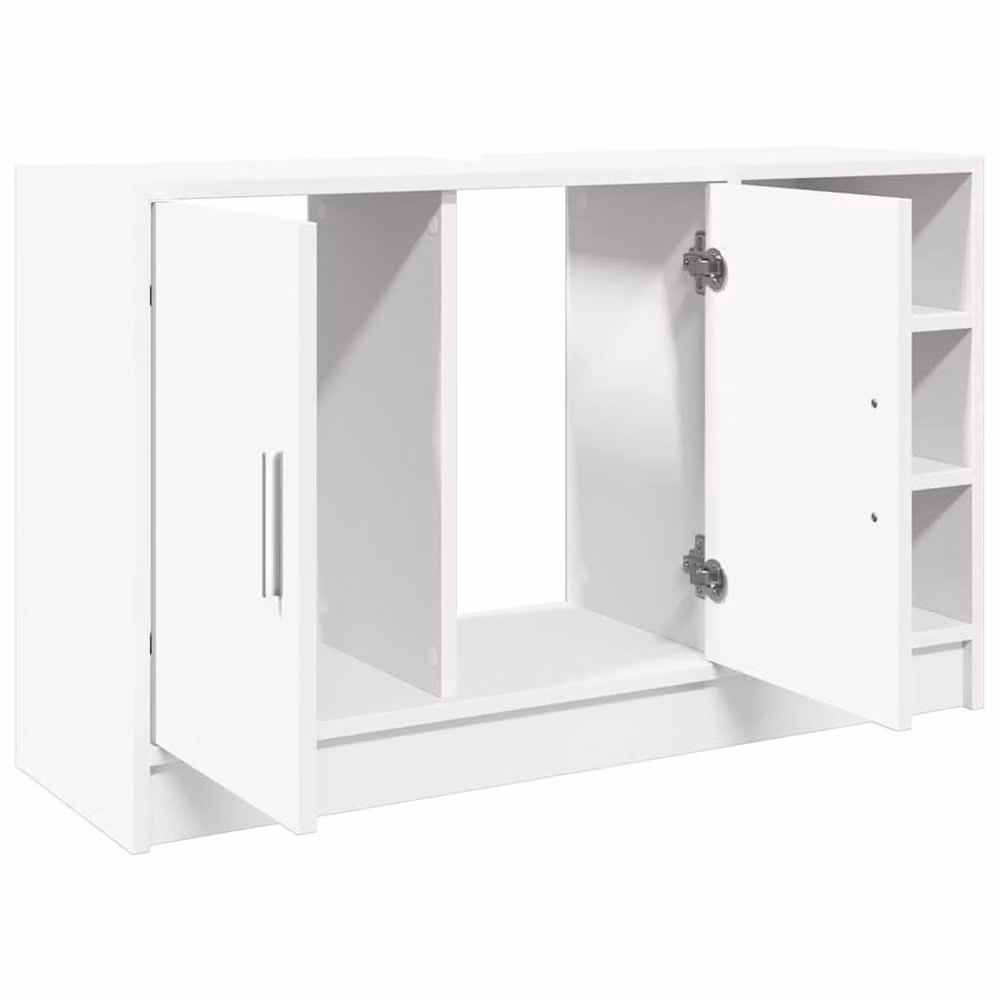 Berkfield Home White Sink Cabinet with Hinged Doors and Internal Shelves, W/D/H: 90 x 29 x 55 cm – 2