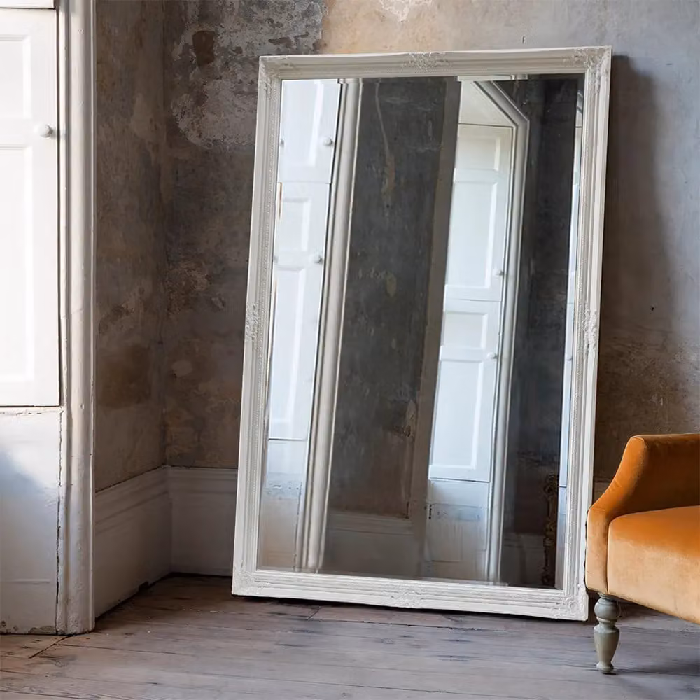 Agenzia 14 Extra Large Antique White Ornate Rectangular Wall Mirror, H: 168 cm x W: 107 cm – 5