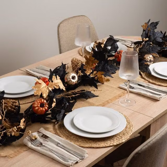 Scottish Everlastings Ltd 150cm Premium Autumn and Halloween Hanging Garland in Black, Gold and Orange