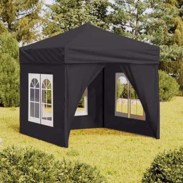 Berkfield Home Folding Party Tent with Sidewalls, Anthracite and Black, W/D/H: 2 x 2 x 2 m – 1