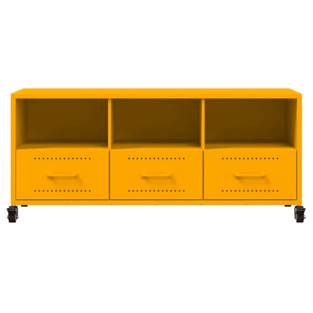 Berkfield Home Mustard Yellow Metal TV Cabinet W/D/H: 100.5 x 39 x 43.5 cm – 5