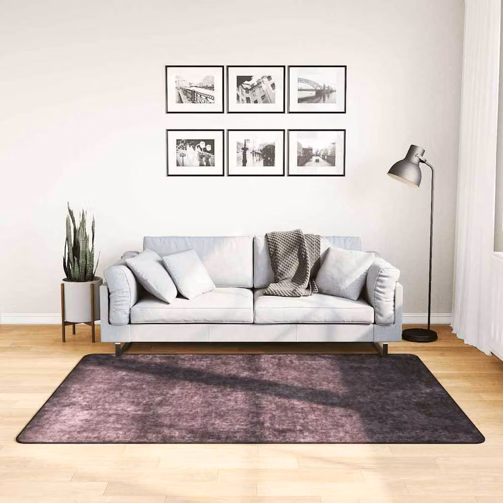 Berkfield Home Washable Anti Slip Round Rug in Anthracite and Black, W: 120 cm, D: 120 cm – 1
