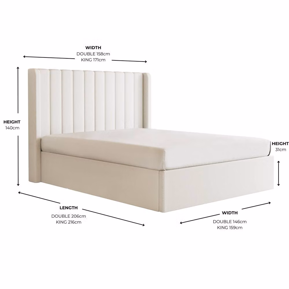 Modish Furnishing Maddison King Size Cream Velvet Ottoman Storage Bed W/D/H: 180 x 200 cm – 2