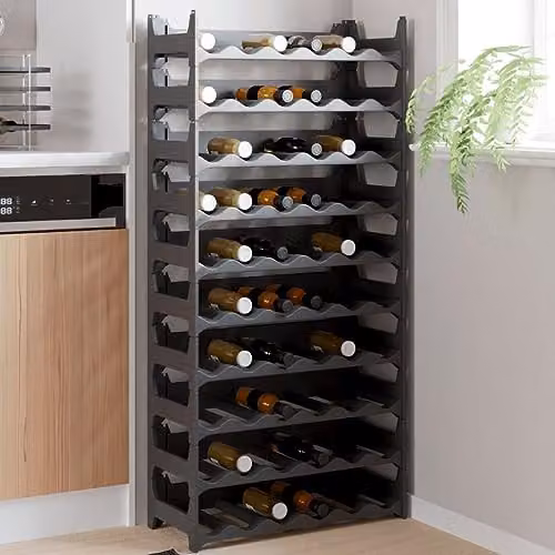 vidaXL Stackable Plastic Wine Rack for 60 Bottles in Anthracite or Black – 2