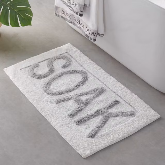 Catherine Lansfield Soak Absorbent Bath Mat, White, W: 50 cm, D: 80 cm
