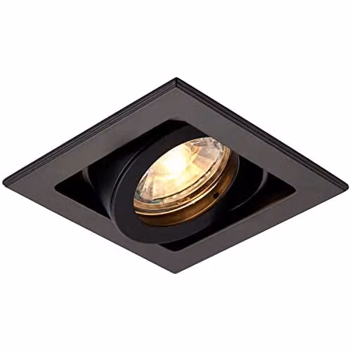 Loops Single Adjustable Recessed Square Downlight in Black Aluminium with GU10 LED Compatibility