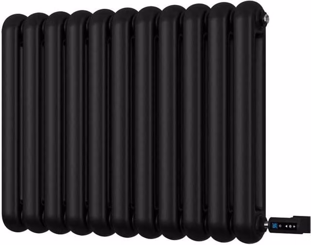 UK Radiators Sherwood Black Traditional Cast-Iron Style Electric Column Radiator with WIFI, W: 78.5 cm, H: 60 cm