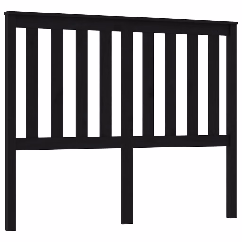 Berkfield Home Black Rustic Solid Pine Wood Bed Headboard W: 146 cm, D: 6 cm, H: 101 cm – 2
