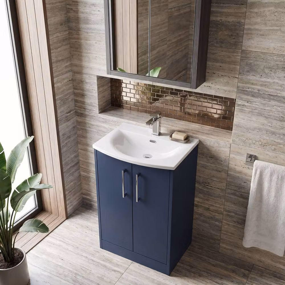 Balterley Winshill Contemporary 2 Door Freestanding Bathroom Vanity Unit, Blue, Width: 50 cm – 3
