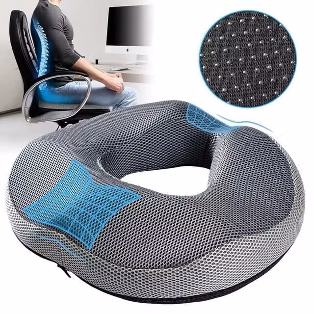 EONLION Grey Memory Foam Donut Cushion Ring Seat, W: 100 cm x L: 190 cm