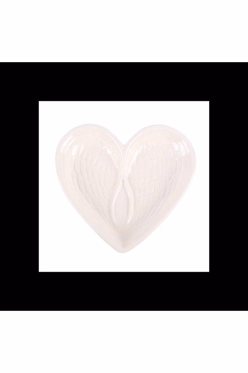 KDMD White Ceramic Angel Wing Heart Trinket Dish – 2