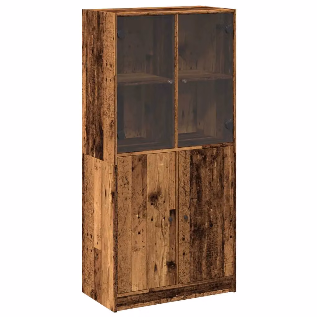 Berkfield Home Modern Highboard with Glass Doors in Brown, W/D/H: 68 x 37 x 142 cm – 2