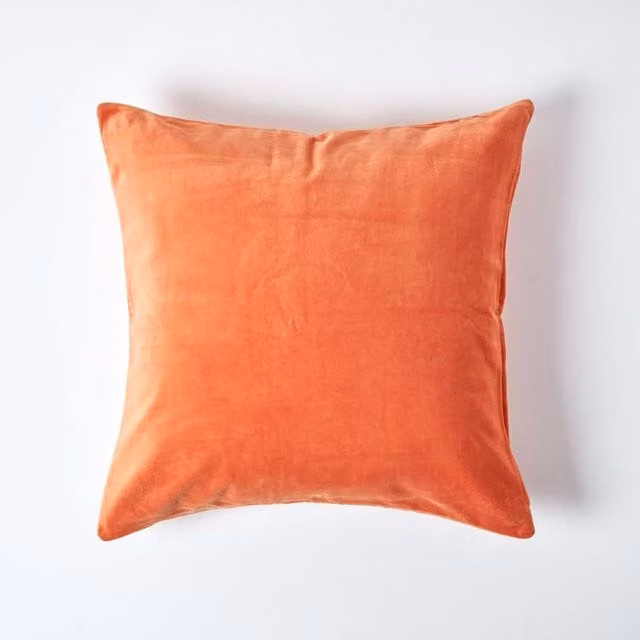 Homescapes Velvet Cushion Cover in Orange, W/D/H: 40 x 40 x 40 cm