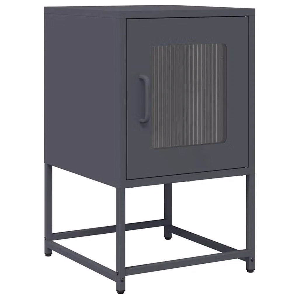 Berkfield Home Anthracite Bedside Cabinet in Matt Cold-rolled Steel W/D/H: 36 x 39 x 60.5 cm – 2