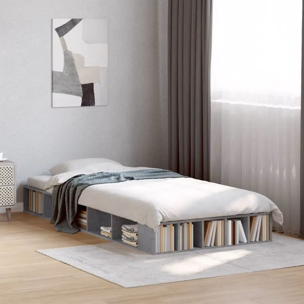 Berkfield Home Durable Bed Frame in Grey, W/D/H: 90 x 200 cm – 2