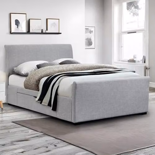Julian Bowen Capri Upholstered Storage Bed with 2 Drawers, Grey, W/D/H: 180 x 200 x 161 cm