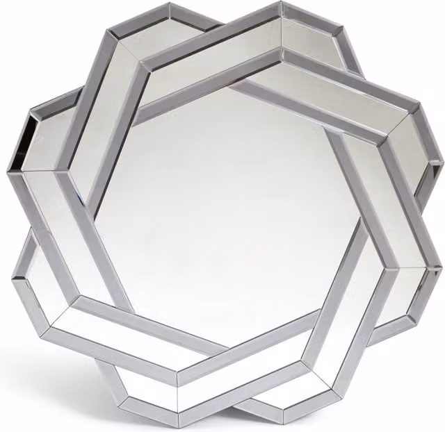 M&S Plait Large Octagonal Geometric Mirror in Clear Glass and Silver