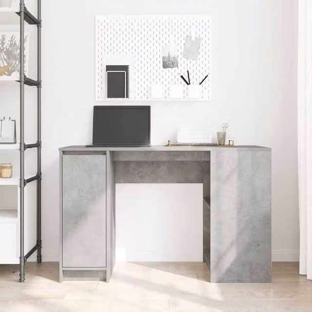 Berkfield Home Durable Writing Desk in Concrete Grey, Engineered Wood, W/D/H: 120 x 42 x 76 cm – 1