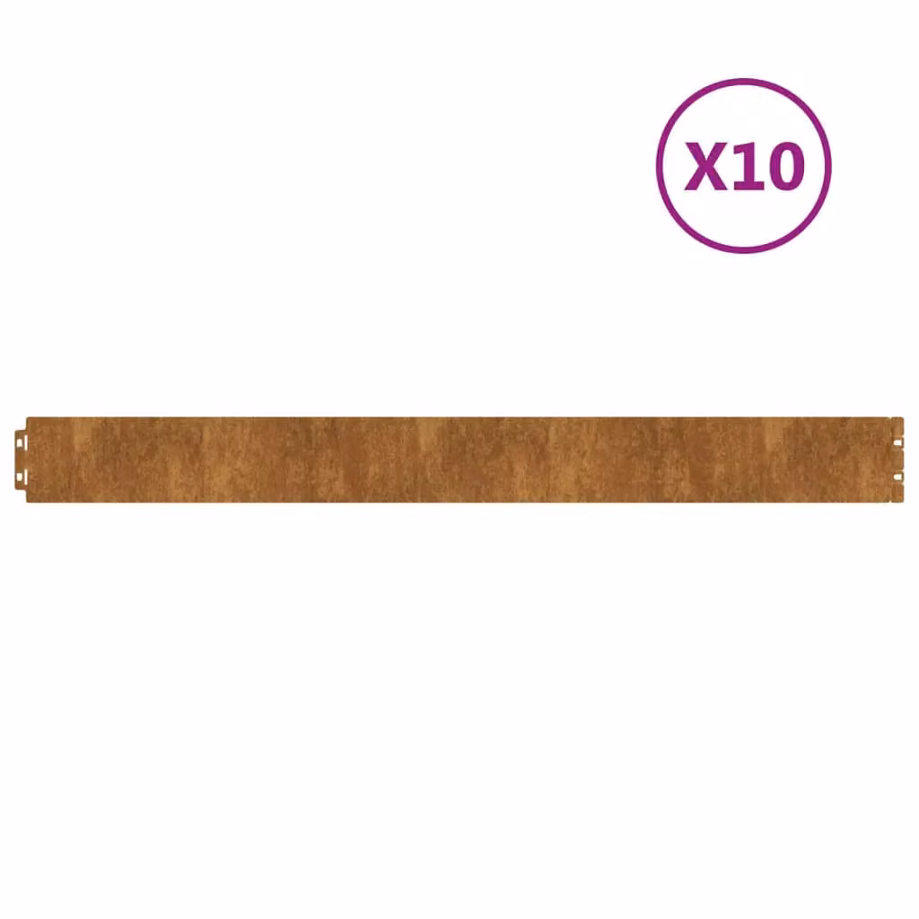Berkfield Home Flexible Corten Steel Lawn Edgings, Brown, 10 pcs, H: 10 cm x L: 103 cm – 2