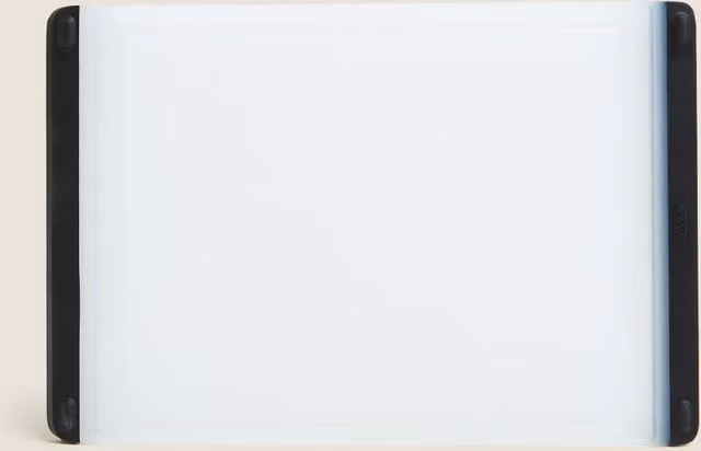 Oxo Good Grips Small Rectangular Plastic Prep Cutting Board in Multicolour and White with Non-Slip Feet and Juice Groove
