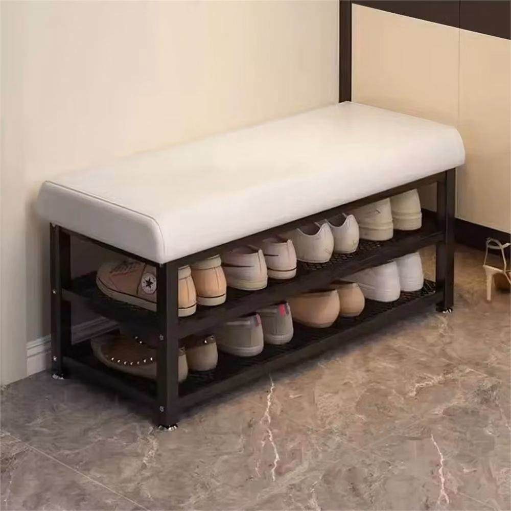 EONLION White Shoe Storage Cabinet Bench with Padded Cushion Seat – 4