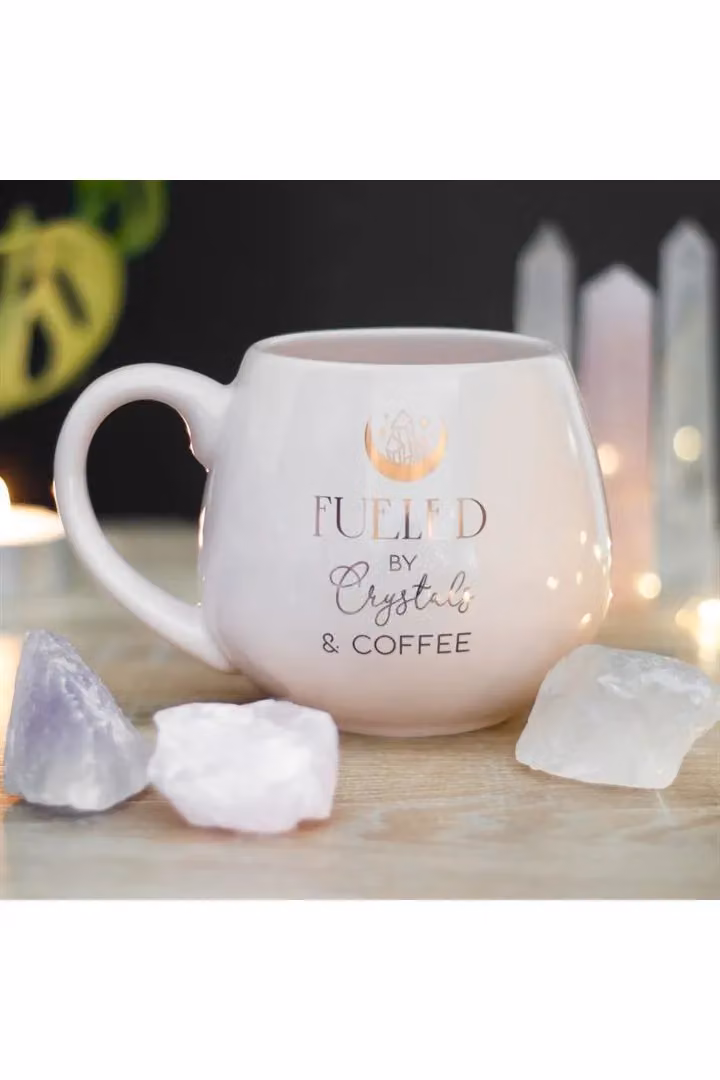 KDMD Crystals & Coffee Ceramic Rounded Mug in Pink and Gold, 500 ml – 2