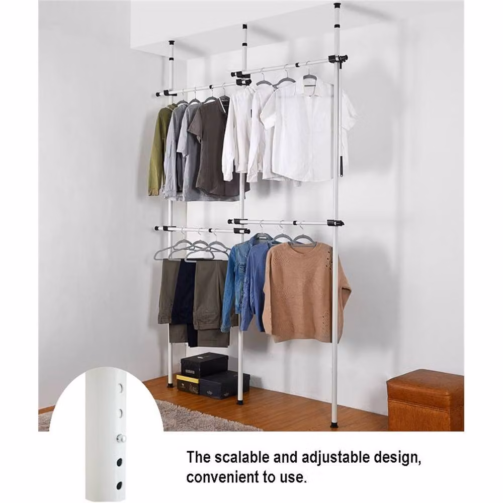EONLION Double Clothes Rack Wardrobe Organiser in White, W: 50 cm – 4