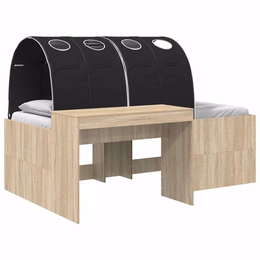 Berkfield Home Kids High Bed Frame with Desk, 3 Piece Set in Sonoma Oak and Black – 2
