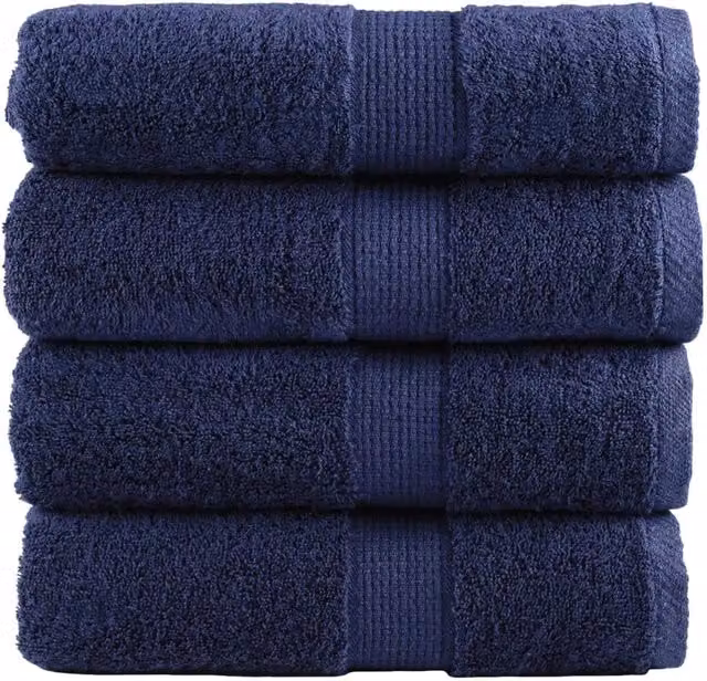 Berkfield Home SOLUND Premium Cotton Terry Guest Towels, 4 Pack, Navy Blue, W: 30 cm x H: 50 cm, 600gsm