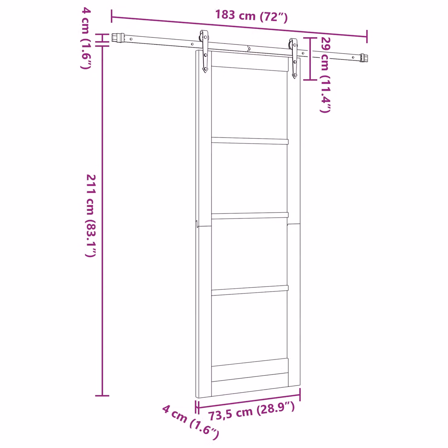 Berkfield Home Modern Sliding Door with Hardware Set, Solid Wood Pine, Beige, W: 73.5 cm, H: 211 cm – 2