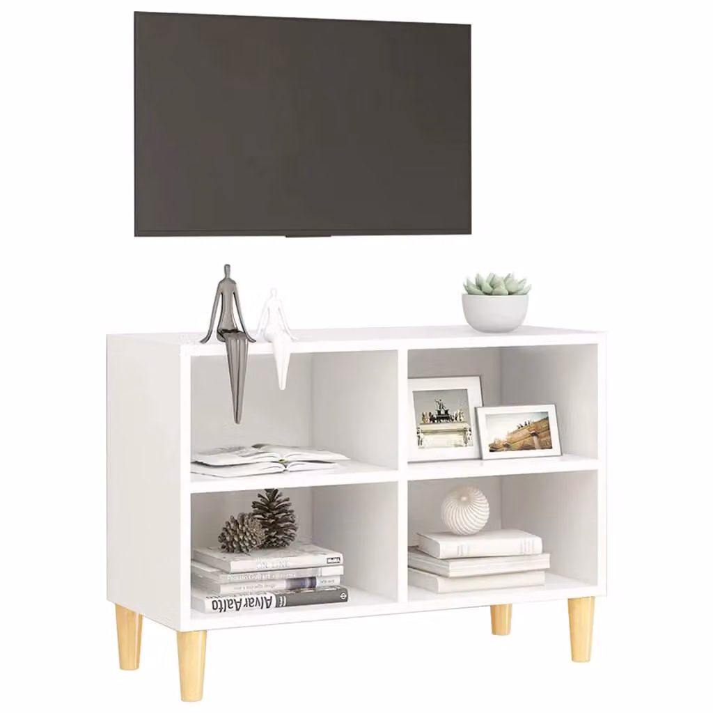Berkfield Home Scandinavian Style White TV Cabinet with Solid Wood Legs W/D/H: 69.5 x 30 x 50 cm – 3