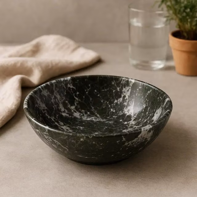 Orsina Black and White Veined Marble Serving Bowl – 1