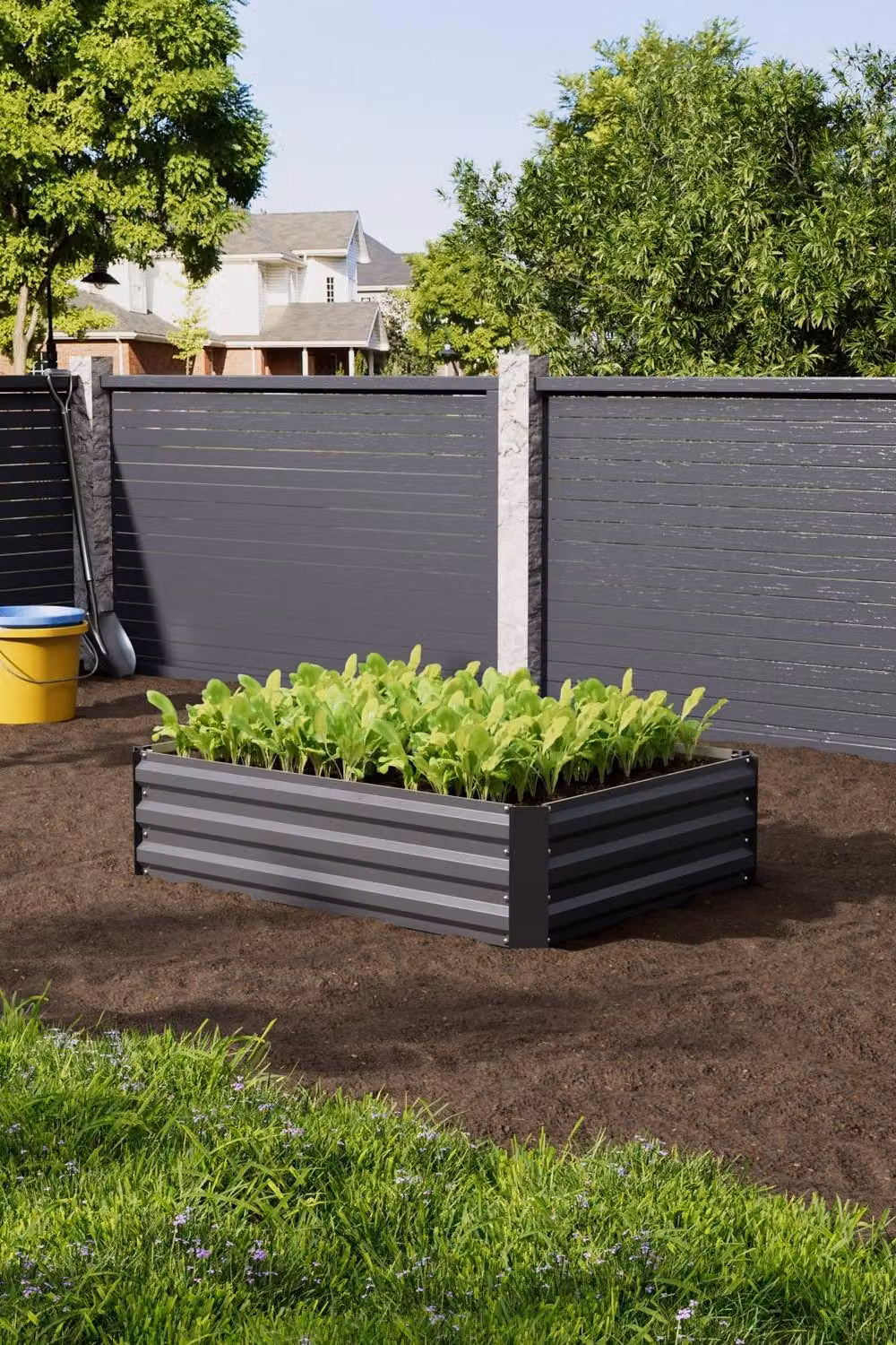 Garden Sanctuary Galvanised Steel Raised Garden Bed in Grey, W/D/H: 90 x 90 x 30 cm – 2