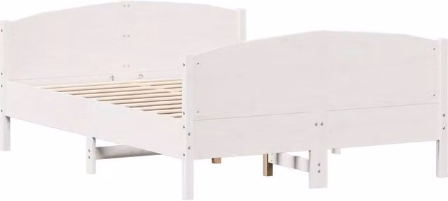 Berkfield Home Beautiful Small Double Solid Wood Bed Frame, White, W/D/H: 120 x 190 cm