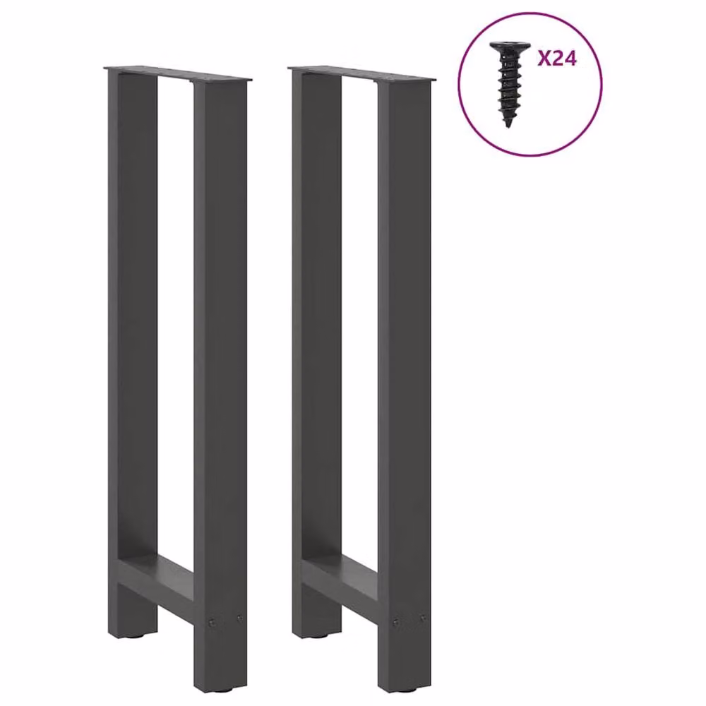 Berkfield Home Modern Sled Base Coffee Table Legs in Anthracite and Black Metal, 2 pcs, Height: 50 to 101 cm, Width: 50 cm – 2