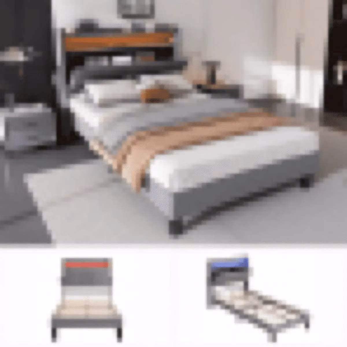 Matteo Grey Velvet Upholstered Single Bed with Under-Bed LED Lighting and USB Charging Ports, W/D/H: 190 x 90 x 107 cm – 4